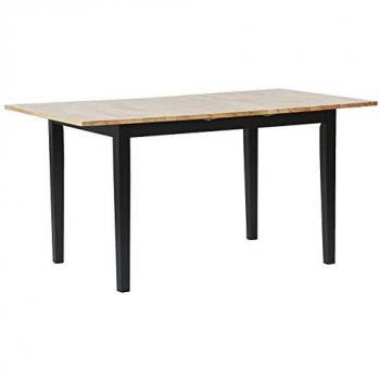 Mesa de Comedor Extensible de Madera Clara y Tablero de Madera de Caucho Negro 120/150 cm Hoja de Mariposa Houston