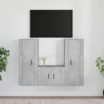 Set de Muebles para TV 3 Piezas en Color Gris Cemento de Madera Contrachapada