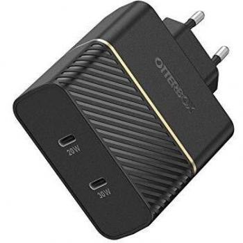 Cargador de Pared USB-C 50W OtterBox con Doble Puerto (30W + 20W) - Rápido y Duradero, Color Negro