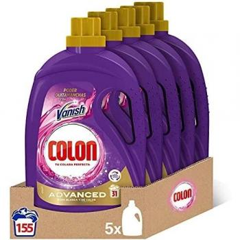 Colon Vanish Advanced - Detergente para lavadora con quitamanchas, adecuado para Ropa Blanca y de Color, Formato Gel - Pack de 5, hasta 155 dosis