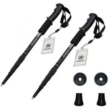 Duhud Adjustable Trekking Hiking Walking Poles Telescopic Antishock/Pair of Black Sticks