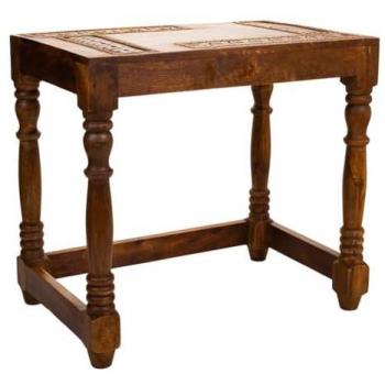 Mesa auxiliar de madera marrón acabado artesanal 49,5x32,5x45 cm Alexandra House Living