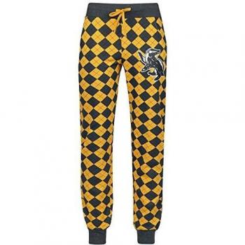HARRY POTTER Hufflepuff Mujer Pantalón de Pijama Gris/Amarillo L