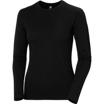 Camiseta térmica de mujer W HH Merino Crew Helly Hansen, manga larga, color negro, talla XL