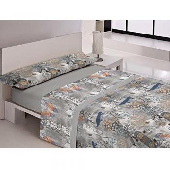 TEJIDOS EL MUNDO Juego DE SÁBANAS Gris Cama de 90 cm Skate