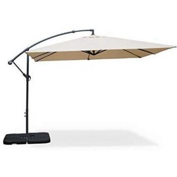 Parasol Cuadrado Desplazado 3x3m Beige con Manivela Anti-retorno y Tela Impermeable
