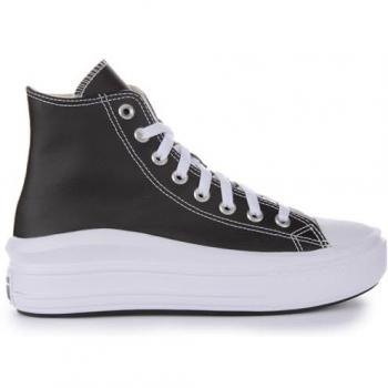Converse - Zapatillas casual de mujer Chuck Taylor All Star Move Platform Foundational Leather, color blanco y negro, con plataforma de piel cómoda, talla 35 EU