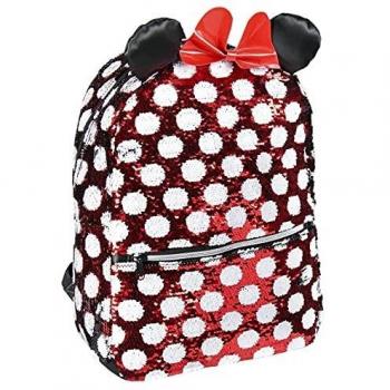 Mochila Escolar Metalizada Minnie con Lentejuelas - Diseño Original Disney