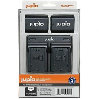 Jupio Kit de cargador USB DUO + 2 baterías de repuesto NP-FZ100 para Sony