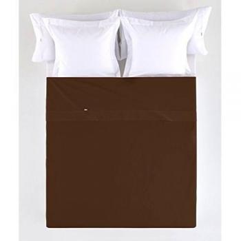 ESTELA - Sábana encimera Combi Liso Cala Color Café - Cama de 150/160 cm. - 100% Algodón - 144 Hilos