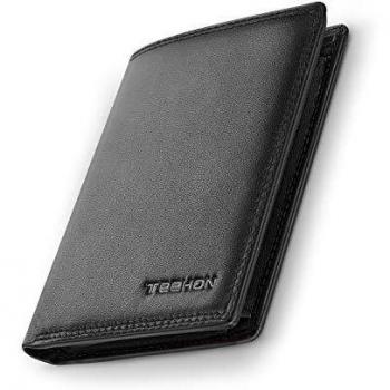 TEEHON Cartera Hombre, Billetera Hombre, Cartera RFID, Cartera Vertical para Hombre con 13 Ranuras para Tarjetas
