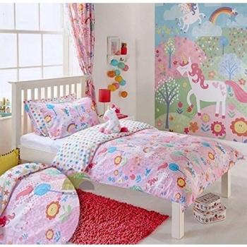 Unicorn Juego de Funda nórdica de Unicornio, Polialgodón, Rosa, Doble, Doublé