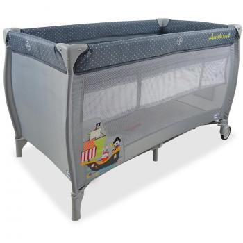 ASALVO Cuna de viaje 120x60 Complet Duo para bebe y niños de 0 a 15kg/2 EN 1, Cuna y Parque, Plegable en 30 segundos, Altura ajustable, Gris Aventuras
