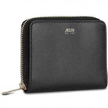 JASLEN - Cartera Piel Mujer - Cartera Mujer Piel Genuina Cuero - Carteras Piel Mujer de Marca con Proteccion RFID - Monedero Piel Mujer RFID 204727, Color Negro