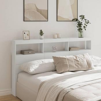 Cabecero de cama con contenedor LED blanco 180x17x102 cm