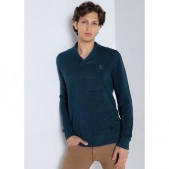 Jersey básico de cuello cruzado marino para hombre - SIX VALVES