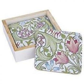 Fundashop Juego de 6 Posavasos de Morris Gris, Madera, 10 cm, 6 Unidades