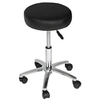 Taburete giratorio Confort Premium Aluminio con elevación a gas, sin respaldo, pistón metálico negro y base de aluminio