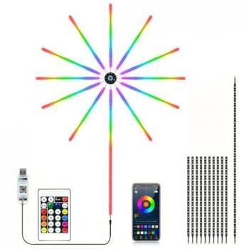 Tira de luz inteligente LED RGB COSHANO con control Bluetooth APP y efectos de sonido tipo fuegos artificiales