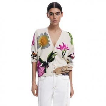 Desigual Women's Floral Print Cardigan Sweater Vania