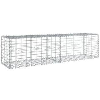 vidaXL Gabion Basket with Cover 200x50x50 cm Galvanised Iron