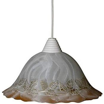 Lámpara de suspensión Argonauta D30 1xE27 Montura Oro Vidrio Craquelado Blanco Sfumato Ámbar-Oro E-Energy