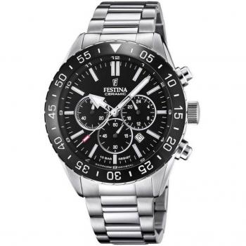 Festina Reloj de Hombre Ceramic F20575/3 con Esfera Negra y Caja de Acero Inoxidable 316L Gris Plata