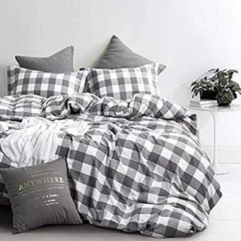 Vivilineneu Juego de Ropa de Cama 150， 3 Piezas Juego de Sabanas de Fibra de Poliéster 230x220cm, Fundas Nordicas Cama Gris Blanco Celosía, Incluye 1 Funda de Edredón y 2 Fundas de Almohada