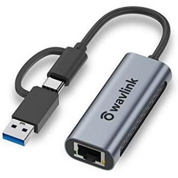 WAVLINK Adaptador USB a Ethernet 2.5G, 2500Mbps USB C a Ethernet Adapter, Thunderbolt 3 a RJ45 Gigabit Ethernet, para Mac, Windows y Linux.