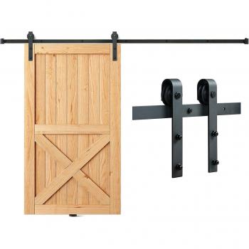 8FT Heavy Duty Sliding Barn Door Hardware Kit - 330LBS Capacity for Single Door, Fits 3.7-4.3FT Wide and 1.3-1.8 Thick
