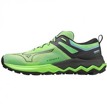 Mizuno Zapatillas de Trail Running Wave Ibuki 4, características: para hombres, color verde y gris, diseño adecuado para carreras de montaña, talla 44.5 EU (909 C/Black Oyster/Little Boy Blue)