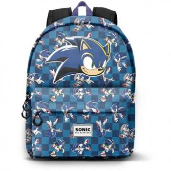 Mochila HS Plus Sonic the Hedgehog 43cm adaptable, color azul, capacidad 23 L
