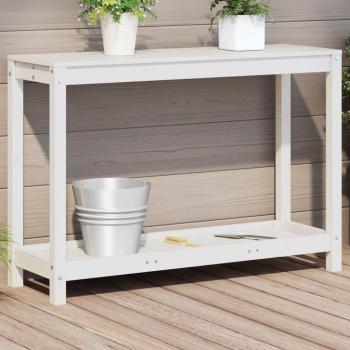 Mesa de plantación con refugio en pino macizo blanco 108x35x75 cm