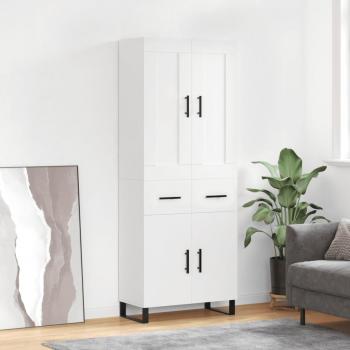 Aparador alto de madera contrachapada blanca 69,5x34x180 cm
