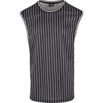 Urban Classics Men's Striped Mesh Tank Top - Black/White 5XL