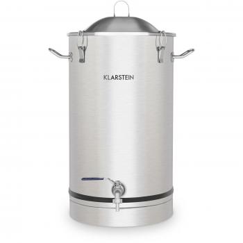 Klarstein Maischfest - Caldera de fermentación, Tanque de maceración, Apto para preparación de cerveza y vino, Volumen 25 L, Grifo de salida, Higiénico, Seguro, Hermético, Acero inoxidable