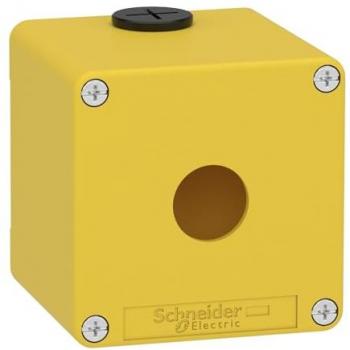 Caja vacía Schneider Electric XAPK1501, 80 x 80 x 51.5mm, metal, amarillo, parada de emergencia, 1 orificio