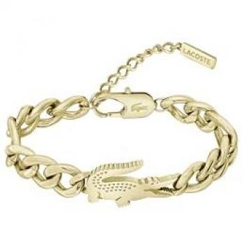 Pulsera Lacoste Crocodile de acero inoxidable dorado para dama