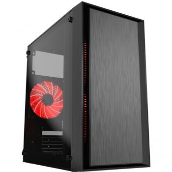Gembird Fornax 960R ATX Midi-Tower Case - 3x Red LED Fans, 2x USB 3.0, Acrylic Window, Black