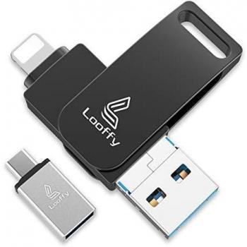 Looffy Pen Drive Memoria USB 128GB para iPhone Pendrive USB 3.0 Flash Drive para iPhone iPad iOS Android Móvil Tableta PC Macbook 4 en 1