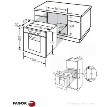Horno Eléctrico Multifunción Fagor 6H-865BX, Capacidad de 51L, Potencia de 1300W, con Display LED y Acero Inoxidable
