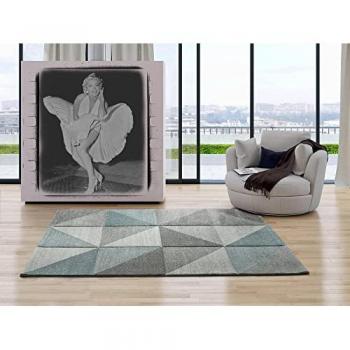Alfombra Geométrica Azul de Pelo Corto Naia 80x150 cm