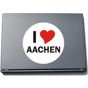 INDIGOS UG I Love Aufkleber Vinilo Adhesivo para MacBook de Laptopaufkleber Laptopskin 297 mm con Stadtname Aachen
