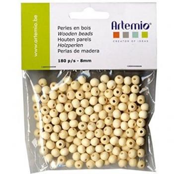 Artemio 180 Piezas 8 mm Cuentas de Madera, Beige