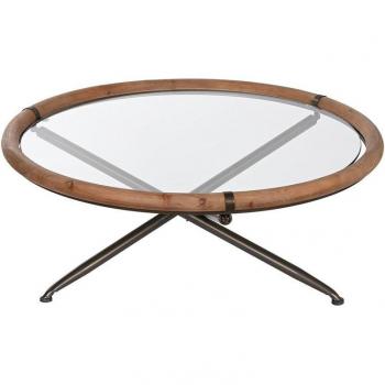 Mesa de Centro Home ESPRIT Cristal Madera de abeto 100 x 100 x 40 cm