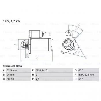 Motor de Arranque Bosch 986023370, tipo: Motor de arranque, características: fabricante Bosch, número de pieza 0 986 023 370