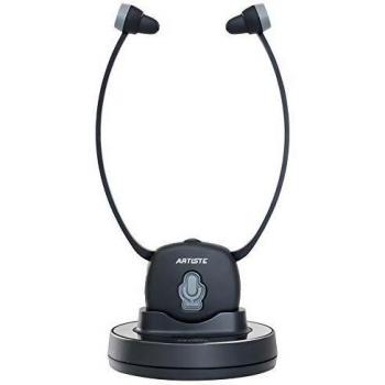 ARTISTE E2 Auriculares Inalámbricos TV, 2.4GHz de Auriculares para Televisores con Estación de Carga, Plug/Play, Control de Sonido Equilibrio Derecho/Izquierdo, Elástico Casco para los Mayores