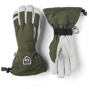 Hestra Army Leather Heli 5-Finger Ski Gloves - Olive Green, Size 11