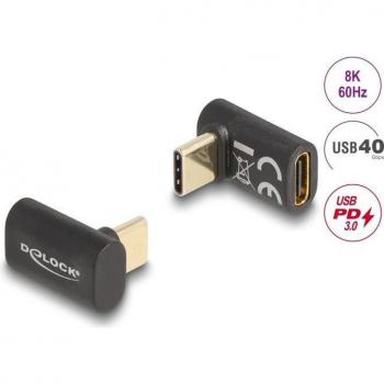Adaptador USB 4.0 Tipo C Macho a Hembra Acodado 40 Gbps PD 3.0 100 W Video 8K 60 Hz Negro