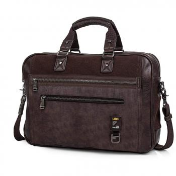 Lois - 96640 Bolso Cartera Portadocumentos Tipo Mensajero 15 para portátil con Bandolera Ajustable y Doble asa. Bolsillos Exteriores. Piel sintética Polipiel, Color Marron
